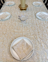 Load image into Gallery viewer, Table Cover: 117 x 58 inches Approx'. Aghabani Oriental for Rectangle Tables, Off White background with White and Gold Silk Embroidery