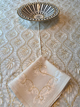 Load image into Gallery viewer, Round Table Cover. Diameter: 78 inches Approx'. Aghabani Oriental for Round Tables. Off White background with Gold & White Silk