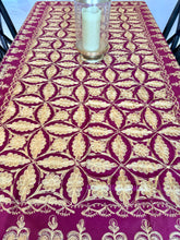 Load image into Gallery viewer, Table Cover: 94 x 59 inches Approx'. Aghabani Oriental for Rectangle Tables, Burgundy background with Burgundy and Gold Silk Embroidery