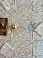 Load image into Gallery viewer, Table Cover: 78 x 56 inches Approx'. Aghabani Oriental for Rectangle Tables. Beige background with Gold and White Silk