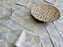 Load image into Gallery viewer, Table Cover: 117 x 58 inches Approx'. Aghabani Oriental for Rectangle Tables, White background with Gold and Blue Silk Embroidery