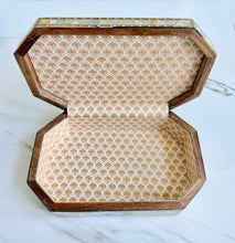 Load image into Gallery viewer, Mother of Pearl Mosaic Inlay Box | Middle Eastern Trinket & Jewelry Box | Handmade Wood Keepsake Box | Decorative Gift
