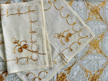 Load image into Gallery viewer, Table Cover: 117 x 69 inches Approx'. Aghabani Oriental for Rectangle Tables, Beige background with White and Gold Silk Embroidery