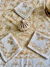 Load image into Gallery viewer, Table Cover: 78 x 56 inches Approx'. Aghabani Oriental for Rectangle Tables. Beige background with Gold Silk