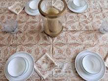 Load image into Gallery viewer, Table Cover: 94 x 59 inches Approx'. Aghabani Oriental for Rectangle Tables, Beige background with Bronze Silk Embroidery
