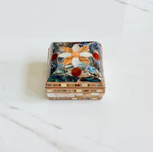 Load image into Gallery viewer, Mother-of-Pearl Mosaic Ring Box | Handmade Inlay Trinket Box | Abalone Shell Flower Design