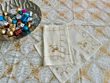 Load image into Gallery viewer, Table Cover: 117 x 69 inches Approx'. Aghabani Oriental for Rectangle Tables, Beige background with White and Gold Silk Embroidery