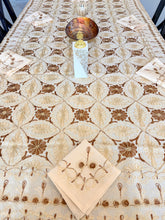 Load image into Gallery viewer, Table Cover: 94 x 59 inches Approx'. Aghabani Oriental for Rectangle Tables, Beige background with Brown and Beige Silk Embroidery