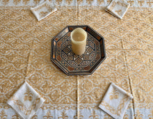 Load image into Gallery viewer, Table Cover: 78 x 56 inches Approx'. Aghabani Oriental for Rectangle Tables. Beige background with Gold Silk