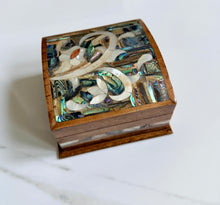 Load image into Gallery viewer, Handmade Wooden Trinket Box with Abalone Shell & Mother-of-Pearl Inlay