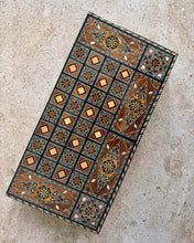Load image into Gallery viewer, Handmade Mosaic Backgammon Set – Inlaid Walnut Wood & Mother-of-Pearl Game Board