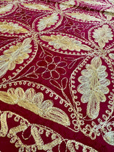 Load image into Gallery viewer, Table Cover: 117 x 58 inches Approx'. Aghabani Oriental for Rectangle Tables, Burgundy background with Burgundy and Gold Silk Embroidery