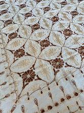 Load image into Gallery viewer, Table Cover: 94 x 59 inches Approx'. Aghabani Oriental for Rectangle Tables, Beige background with Brown and Beige Silk Embroidery