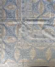 Load image into Gallery viewer, Table Cover: 117 x 58 inches Approx'. Aghabani Oriental for Rectangle Tables, White background with Gold and Blue Silk Embroidery