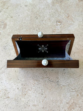 Load image into Gallery viewer, Handmade Mother of Pearl Inlaid Wooden Clutch | Mosaic Floral Evening Bag with Pouch