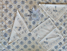Load image into Gallery viewer, Table Cover: 117 x 57 inches Approx'. Aghabani Oriental for Rectangle Tables, Beige background with Light Gray and Cream Silk Embroidery
