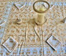 Load image into Gallery viewer, Table Cover: 78 x 56 inches Approx'. Aghabani Oriental for Rectangle Tables. Beige background with Gold Silk