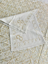 Load image into Gallery viewer, Table Cover: 117 x 58 inches Approx'. Aghabani Oriental for Rectangle Tables, Beige background with White and Gold Silk Embroidery