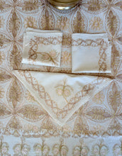 Load image into Gallery viewer, Table Cover: 78 x 56 inches Approx'. Aghabani Oriental for Rectangle Tables. Beige background with Bronze and Pink Silk