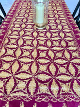 Load image into Gallery viewer, Table Cover: 94 x 59 inches Approx'. Aghabani Oriental for Rectangle Tables, Burgundy background with Burgundy and Gold Silk Embroidery