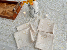 Load image into Gallery viewer, Table Cover: 135 x 58 inches Approx’. Aghabani Oriental for Rectangle Tables, Beige background with Gold & White Silk Embroidery