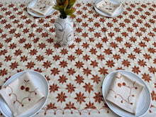 Load image into Gallery viewer, Table Cover: 117 x 58 inches Approx’. Aghabani Oriental for Rectangle Tables, Beige background with Brick Red & Off White Silk Embroidery