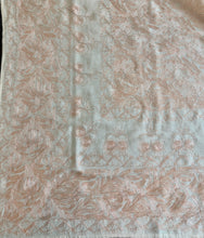 Load image into Gallery viewer, Table Cover: 94 x 59 inches Approx'. Aghabani Oriental for Rectangle Tables, Beige background with Pink and Silver Silk Embroidery