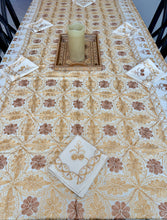 Load image into Gallery viewer, Table Cover: 117 x 58 inches Approx’. Aghabani Oriental for Rectangle Tables, Beige background with Brick Red & Gold Silk Embroidery
