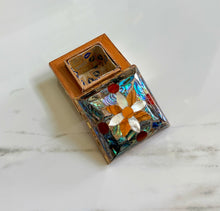 Load image into Gallery viewer, Mother-of-Pearl Mosaic Ring Box | Handmade Inlay Trinket Box | Abalone Shell Flower Design
