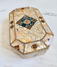 Load image into Gallery viewer, Mother of Pearl Mosaic Inlay Box | Middle Eastern Trinket & Jewelry Box | Handmade Wood Keepsake Box | Decorative Gift