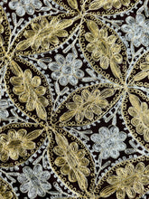 Load image into Gallery viewer, Round Table Cover. Diameter: 78 inches Approx'. Aghabani Oriental for Round Tables. Brown background with Gold & White Silk