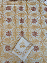 Load image into Gallery viewer, Table Cover: 117 x 58 inches Approx’. Aghabani Oriental for Rectangle Tables, Beige background with Brick Red & Gold Silk Embroidery
