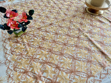 Load image into Gallery viewer, Table Cover: 78 x 56 inches Approx'. Aghabani Oriental for Rectangle Tables. Beige background with Gold and Brick Red Silk