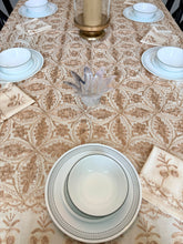 Load image into Gallery viewer, Table Cover: 94 x 59 inches Approx'. Aghabani Oriental for Rectangle Tables, Beige background with Bronze Silk Embroidery