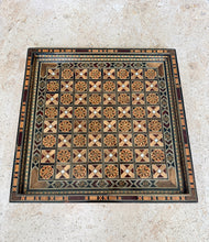 Load image into Gallery viewer, Vintage Mosaic Chess Board with Wooden Pieces, Inlaid Marquetry Game Set, Mother-of-Pearl Accents