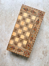 Load image into Gallery viewer, Backgammon / Chess Wooden Vintage Mosaic Handmade Set