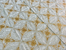 Load image into Gallery viewer, Table Cover: 117 x 69 inches Approx'. Aghabani Oriental for Rectangle Tables, Beige background with White and Gold Silk Embroidery