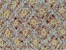 Load image into Gallery viewer, Table Cover: 135 x 78 inches Approx’. Aghabani Oriental for Rectangle Tables, Burgundy background with Gold & White Silk Embroidery