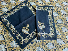 Load image into Gallery viewer, Table Cover: 117 x 75 inches Approx'. Aghabani Oriental for Rectangle Tables, Black background with Gold and White Silk Embroidery
