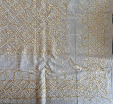 Load image into Gallery viewer, Table Cover: 117 x 58 inches Approx'. Aghabani Oriental for Rectangle Tables, Beige background with White and Gold Silk Embroidery