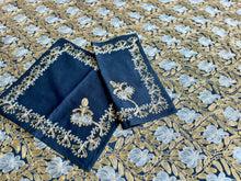 Load image into Gallery viewer, Table Cover: 117 x 75 inches Approx'. Aghabani Oriental for Rectangle Tables, Black background with Gold and White Silk Embroidery