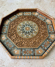 Load image into Gallery viewer, Vintage Syrian Damascene Mosaic Inlay Octagonal Tray | Mother-of-Pearl Marquetry
