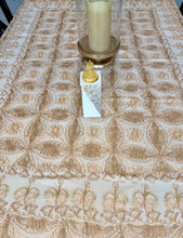 Load image into Gallery viewer, Table Cover: 78 x 56 inches Approx'. Aghabani Oriental for Rectangle Tables. Beige background with Bronze and Pink Silk