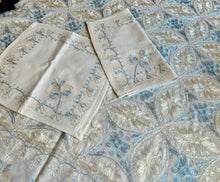 Load image into Gallery viewer, Table Cover: 117 x 58 inches Approx'. Aghabani Oriental for Rectangle Tables, White background with White and Blue Silk Embroidery