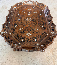 Load image into Gallery viewer, Hand-Carved Wooden Tray with Mother-of-Pearl Inlay