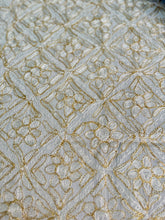 Load image into Gallery viewer, Table Cover: 117 x 58 inches Approx'. Aghabani Oriental for Rectangle Tables, Beige background with White and Gold Silk Embroidery