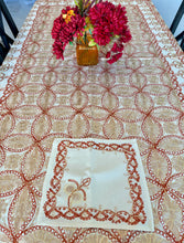 Load image into Gallery viewer, Table Cover: 94 x 59 inches Approx'. Aghabani Oriental for Rectangle Tables, Beige background with Brick Red and Champagne Beige Silk Embroidery