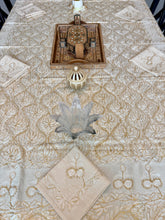 Load image into Gallery viewer, Table Cover: 78 x 56 inches Approx'. Aghabani Oriental for Rectangle Tables. Beige background with Gold and White Silk