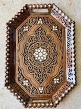 Load image into Gallery viewer, Hand-Carved Wooden Tray with Mother-of-Pearl Inlay