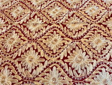 Load image into Gallery viewer, Table Cover: 117 x 75 inches Approx'. Aghabani Oriental for Rectangle Tables, Burgundy background with Gold Silk Embroidery